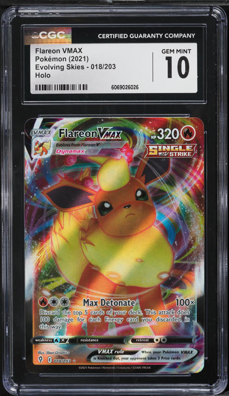 Flareon VMAX 2021 Pokemon Evolving Skies Ultra Rare #018 PSA Authenticated 10 Card Flareon VMAX 2021 Pokemon Evolving Skies Ultra Rare #018 PSA Authenticated 10 Card