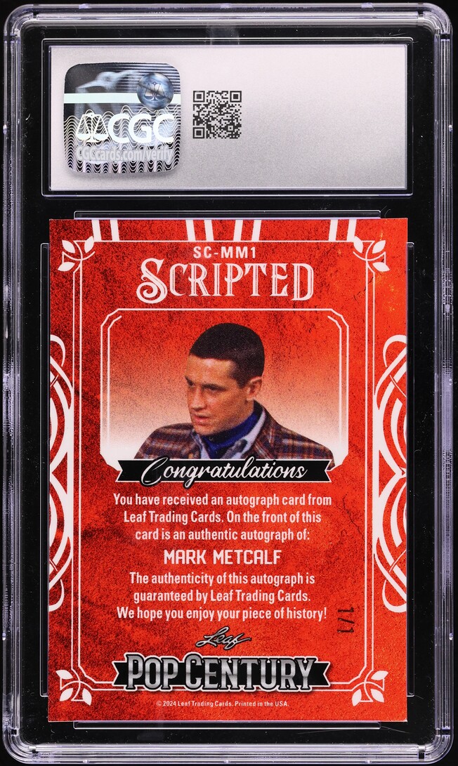 2024 Leaf Metal Pop Century Scripted Gold Mojo Mark Metcalf AUTO 1/1 CGC 10