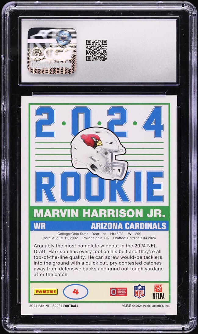 2024 Score Football 35th Anniversary Marvin Harrison Jr. ROOKIE #4 CGC 10