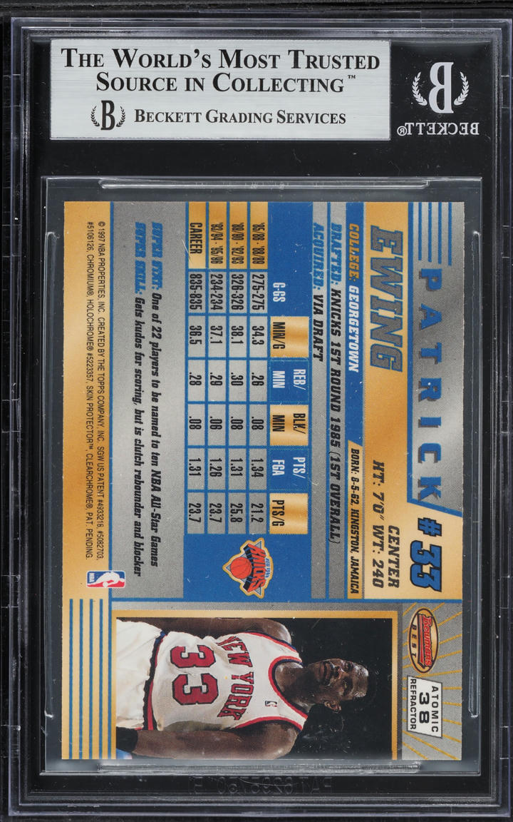 1996 Bowman's Best Atomic Refractor Patrick Ewing #38 BGS 9 MINT