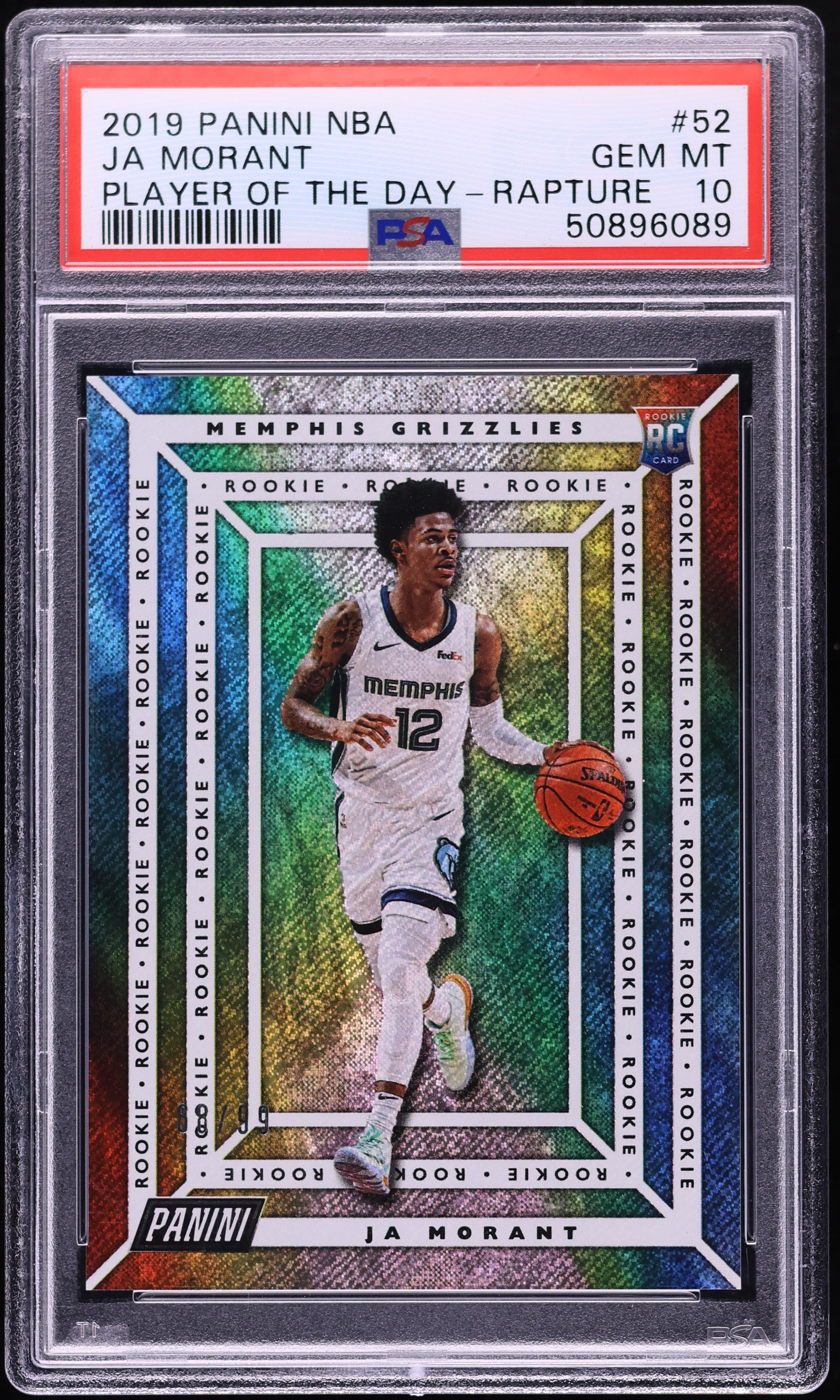 2019 Panini NBA Player Of the Day Rapture Ja Morant ROOKIE /99 #52