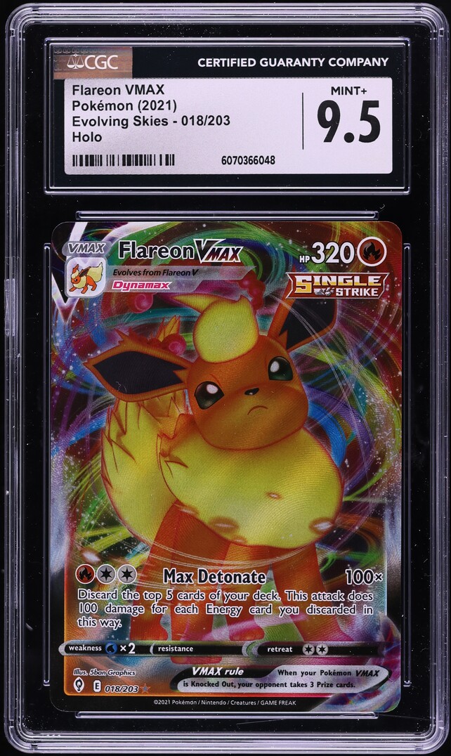 2021 Pokemon Sword & Shield Evolving Skies Holo Flareon VMAX #18 CGC 9.5 MINT+