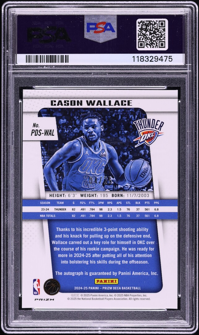 2024 Panini Prizm Deca Signatures Mojo Cason Wallace AUTO /25