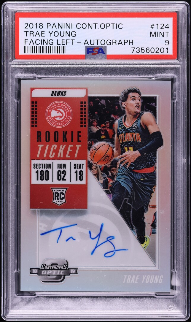 2018 Panini Contenders Optic Trae Young ROOKIE AUTO #124 PSA 9 MINT