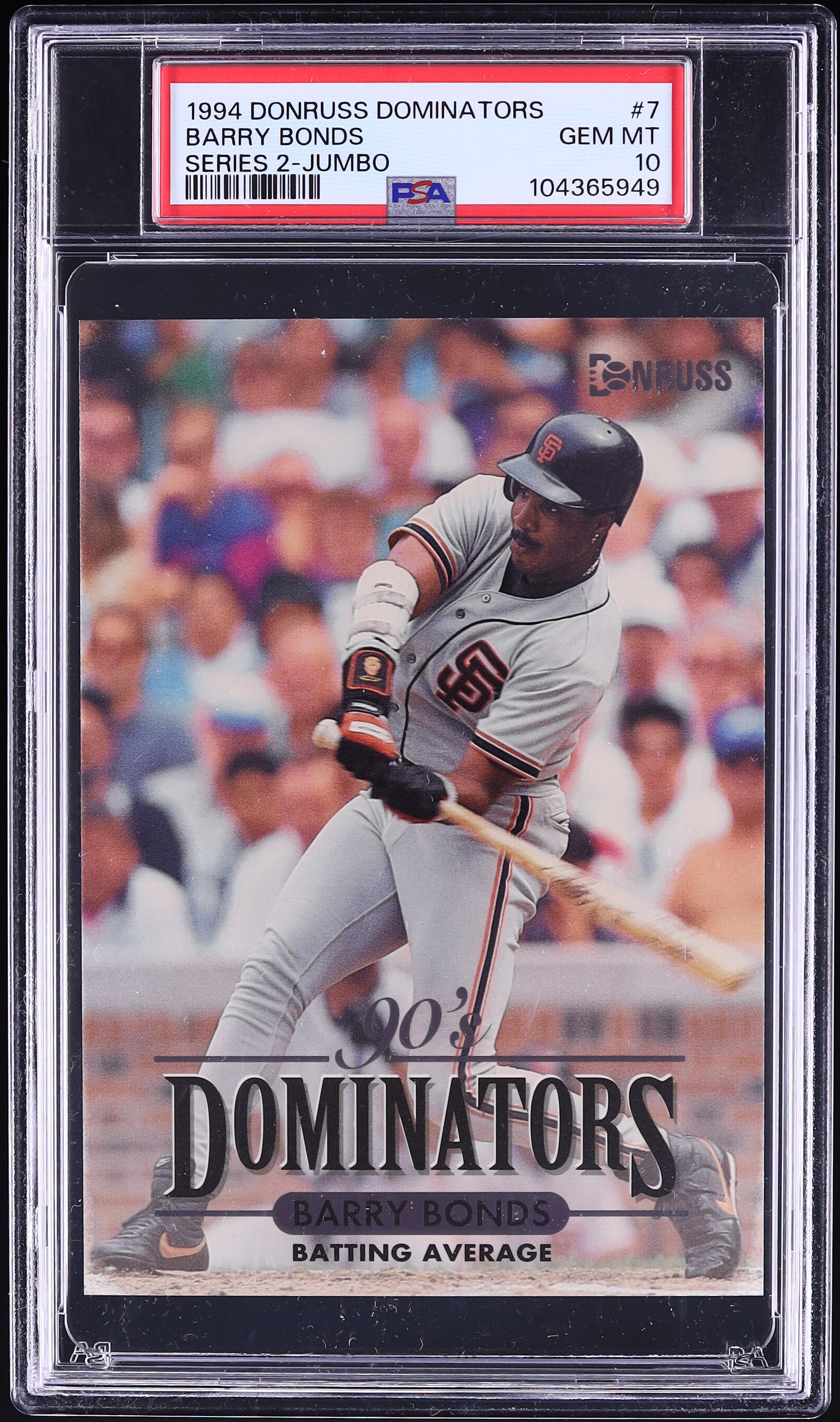 1994 Donruss Dominators Series 2 Jumbo Barry Bonds #7 PSA 10 GEM