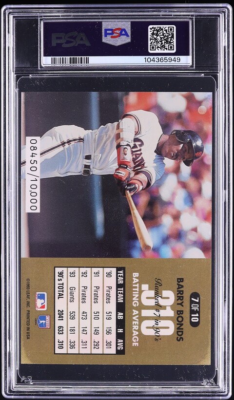 1994 Donruss Dominators Series 2 Jumbo Barry Bonds #7 PSA 10 GEM