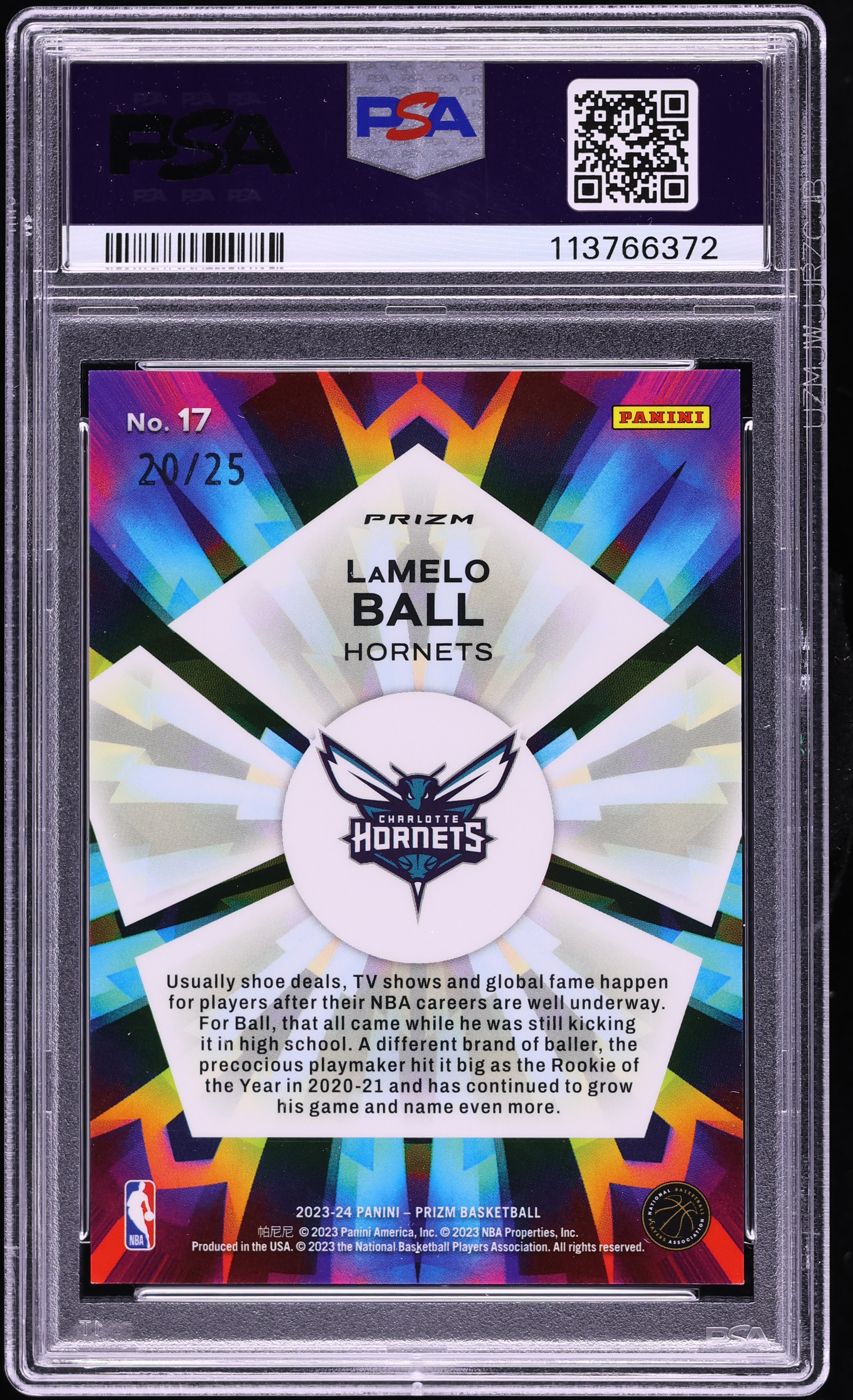 2023 Panini Prizm Kaleidoscopic Mojo LaMelo Ball /25 #17 PSA 9