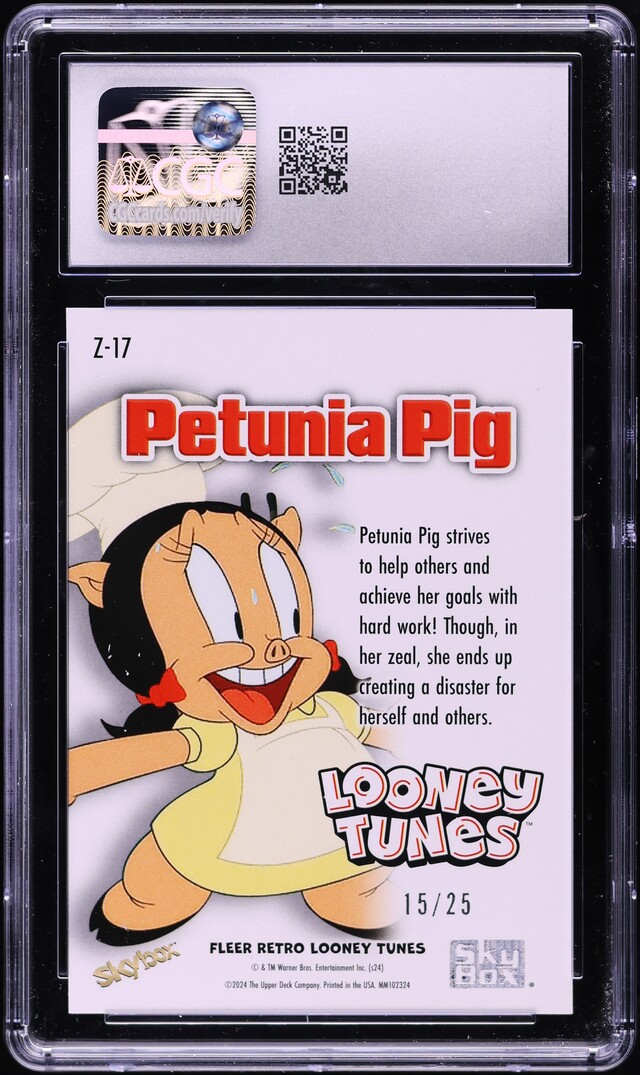 2024 Fleer Retro Looney Tunes Z-Force Galaxy Rave Petunia Pig /25 #Z-17 CGC 9
