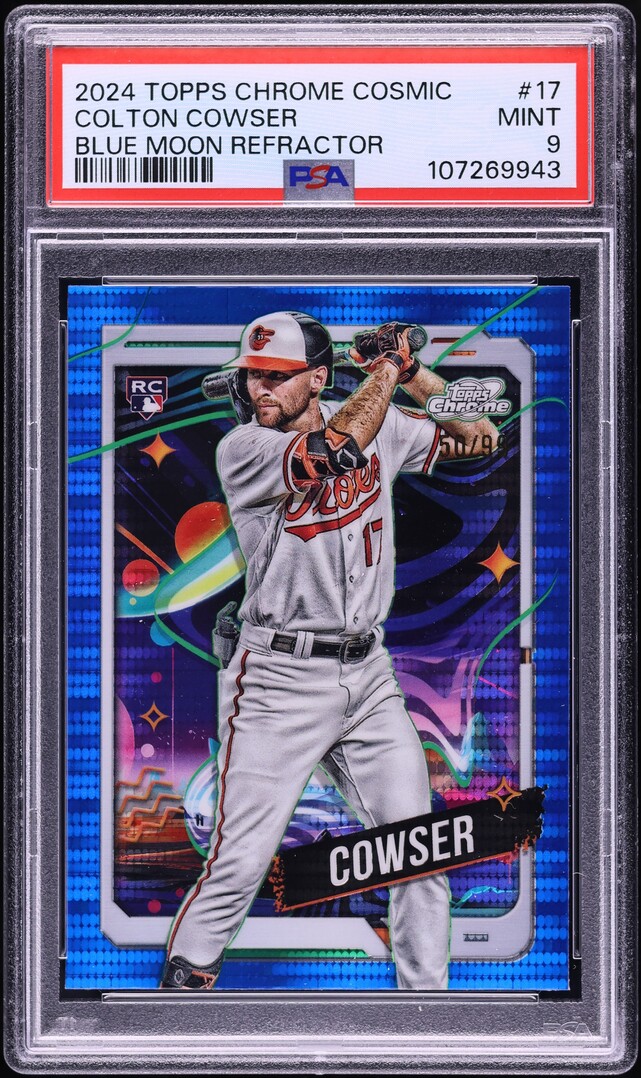 2024 Topps Chrome Cosmic Blue Moon Refractor Colton Cowser RC /99 #17 PSA 9 MINT