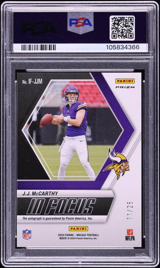 2024 Panini Mosaic In Focus Green Black Choice McCarthy RC AUTO