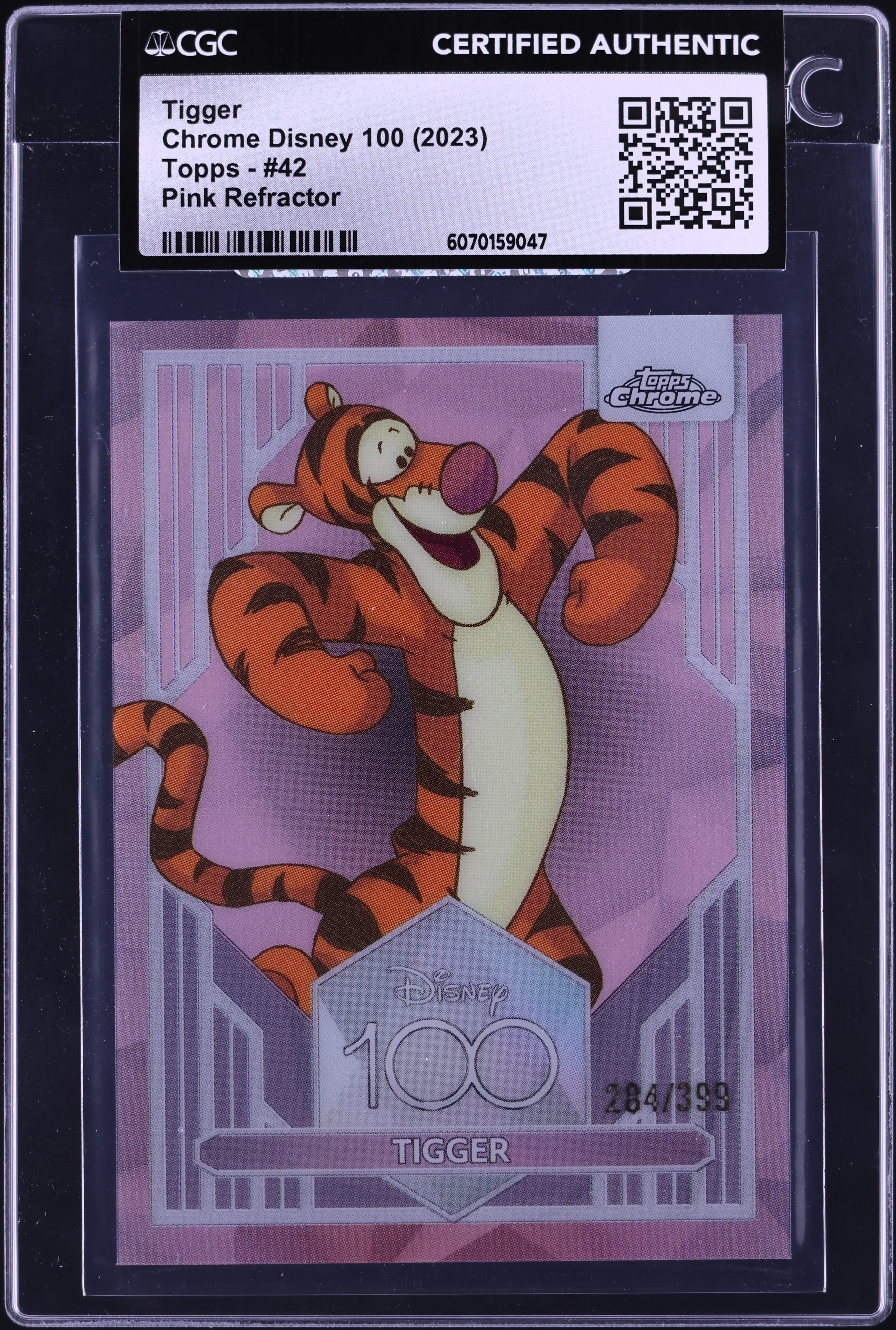 2023 Topps Chrome Disney 100 Pink Refractor Tigger /399 #42 CGC