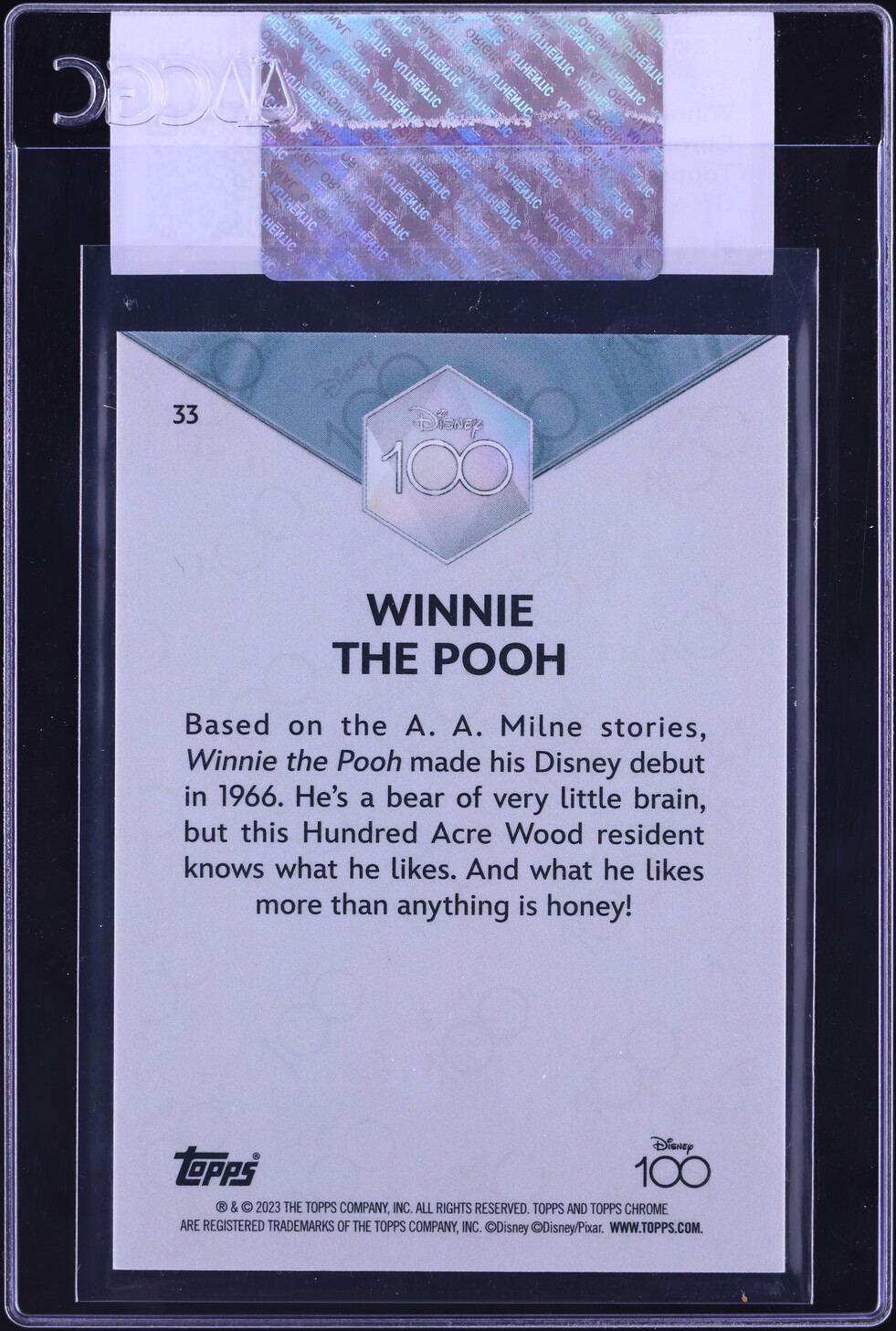 2023 Topps Chrome Disney 100 Green Refractor Winnie The Pooh /99 #33 CGC AUTH