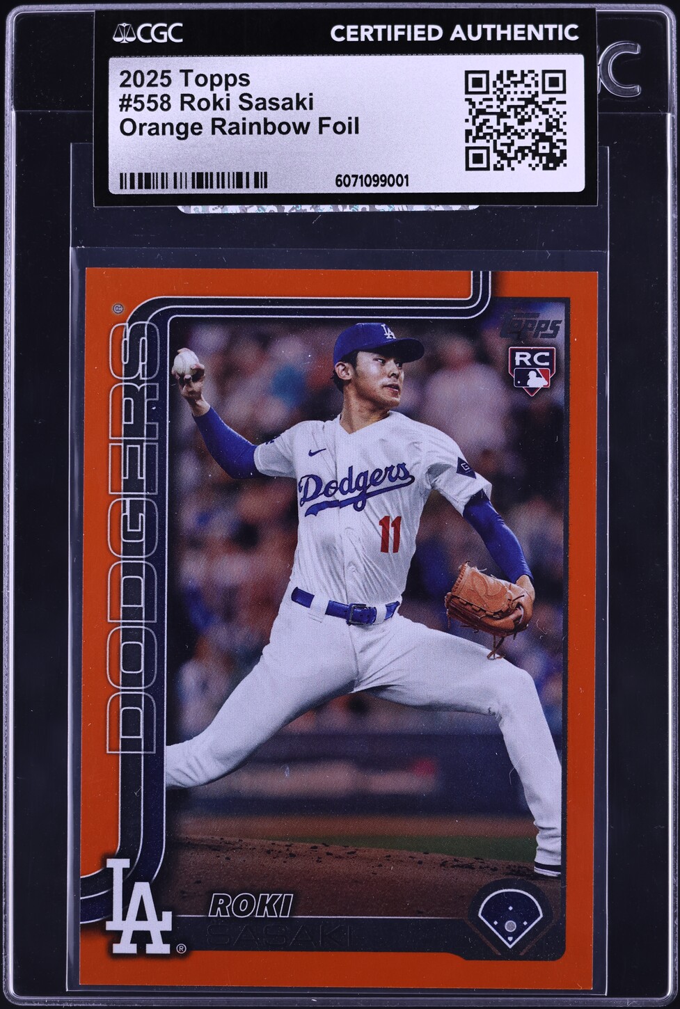 2025 Topps Orange Rainbow Foil Roki Sasaki ROOKIE /25 #558 CGC