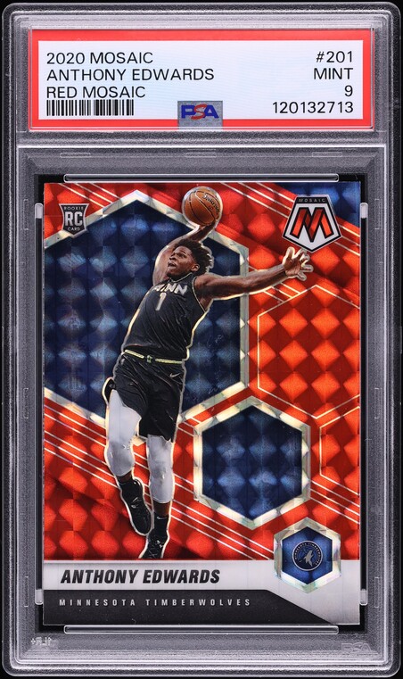 2020 Panini Mosaic Red Anthony Edwards ROOKIE #201 PSA 9 MINT