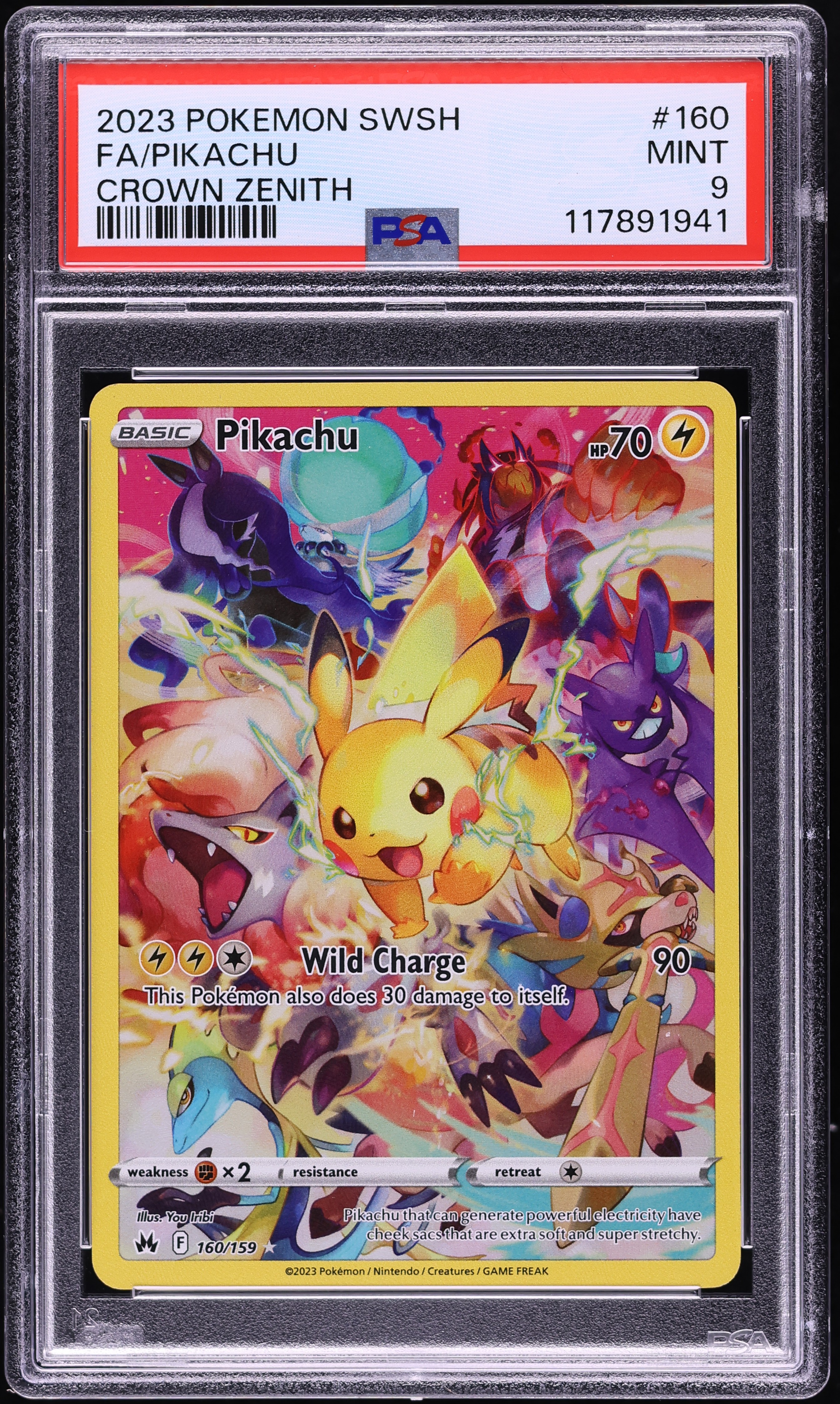 2023 Pokemon Sword & Shield Crown Zenith Full Art Pikachu #160 PSA