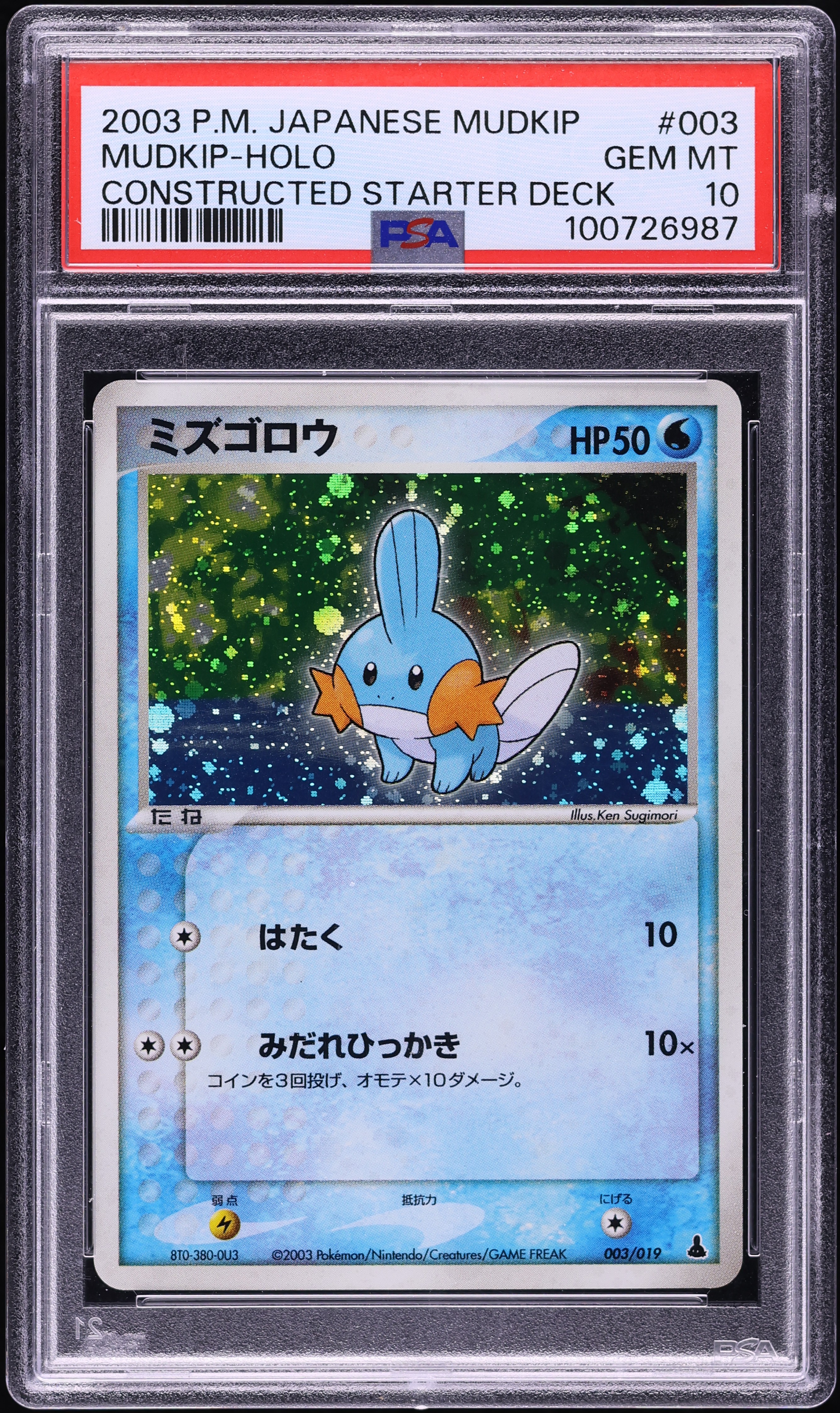 mudkip pokemon card holographic 2003 Japanese Constructed Starter Deck Holo #3 PSA 10 GEM MINT on Fanatics Collect Colorless Artist Mudkip Painting Process: Creating a