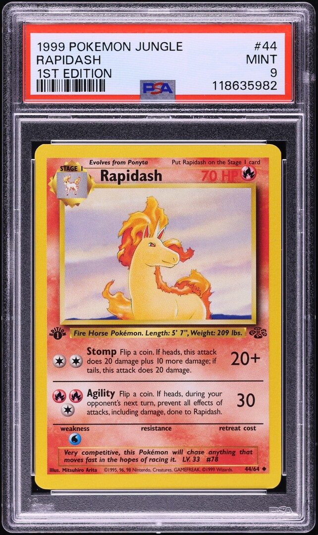 1999 Pokemon Jungle 1st Edition Rapidash #44 PSA 9 MINT