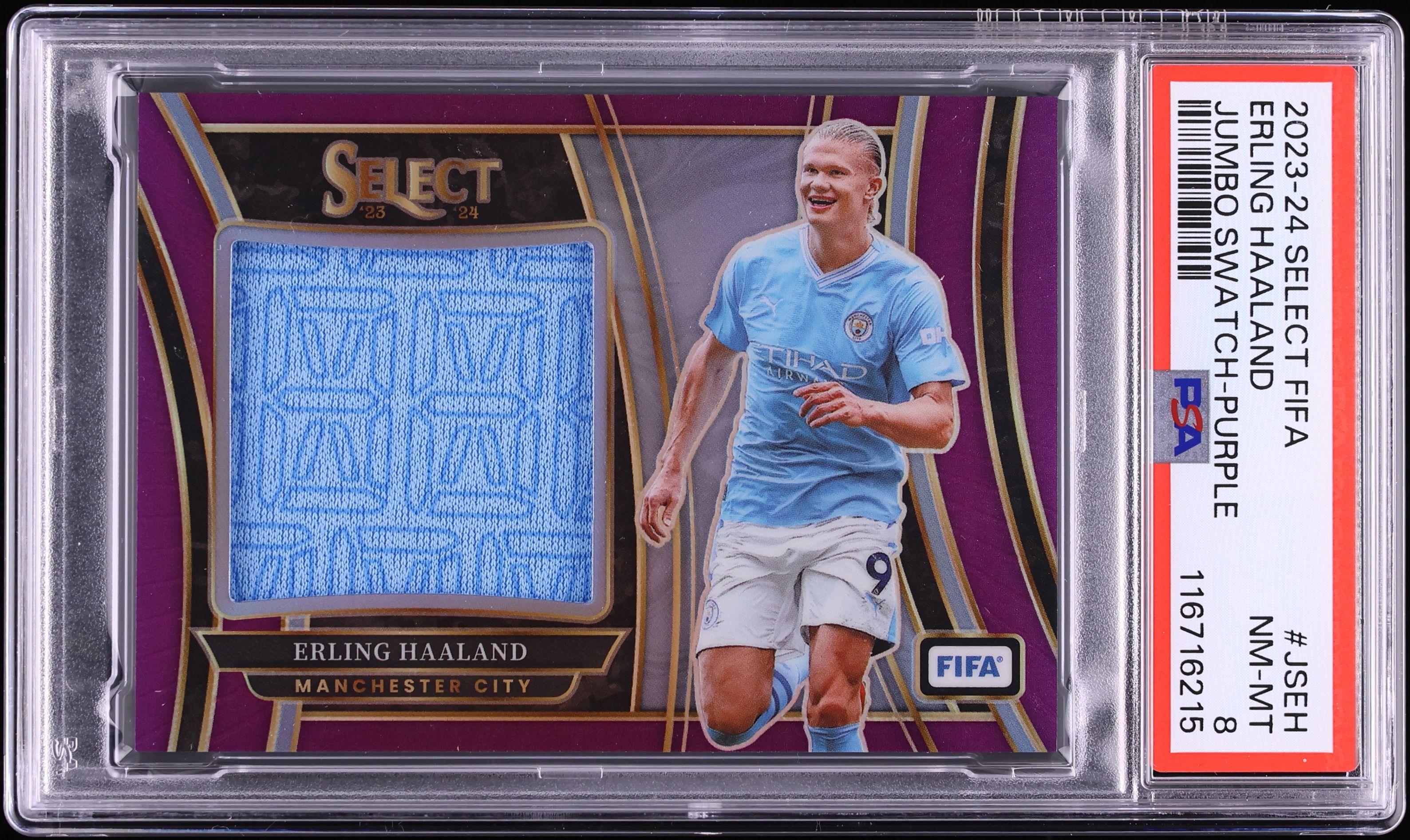 2023 Select FIFA Jumbo Purple Erling Haaland PATCH /49 #JSEH PSA 8
