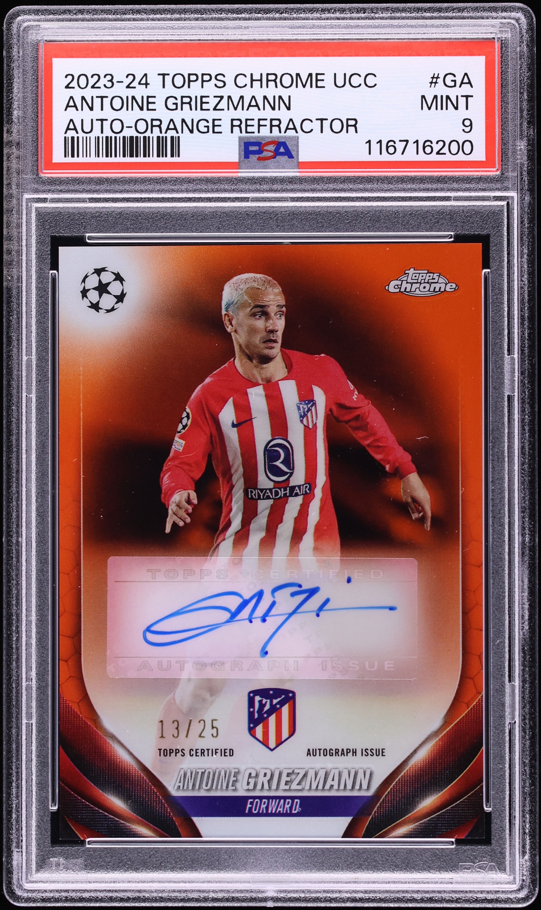 2023 Topps Chrome UEFA Orange Refractor Antoine Griezmann AUTO /25