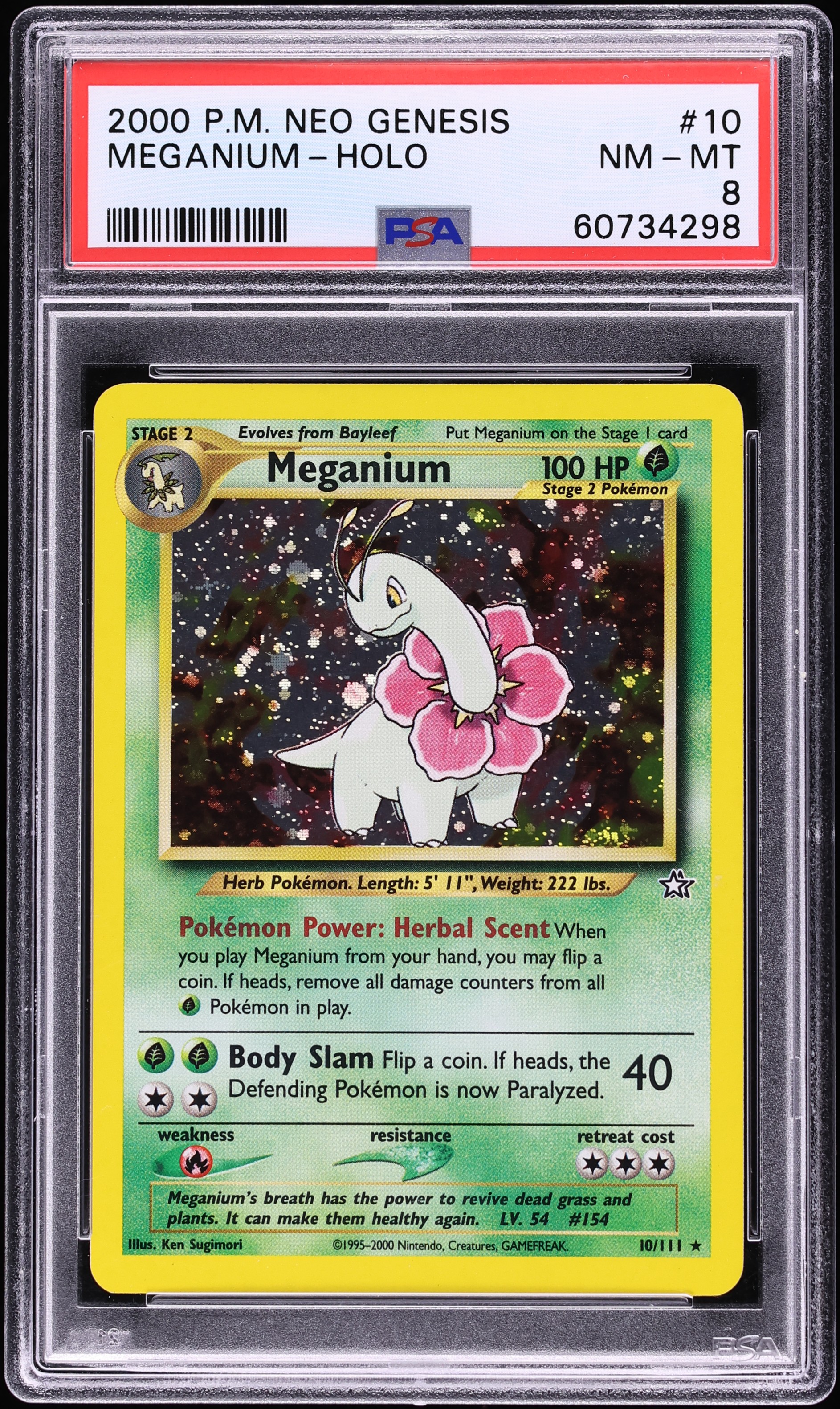 2000 Pokemon Neo Genesis Holo Meganium #10 PSA 8 NM-MT on Fanatics