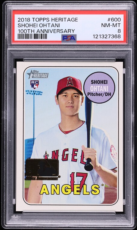 2018 Topps Heritage 100th Anniversary Shohei Ohtani ROOKIE #600 PSA 8 NM-MT