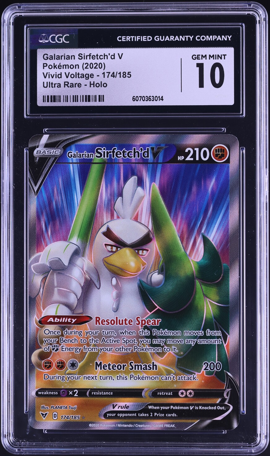 2020 Pokemon SWSH Vivid Voltage Full Art Galarian Sirfetch'd V #174 CGC 10  GEM on Fanatics Collect
