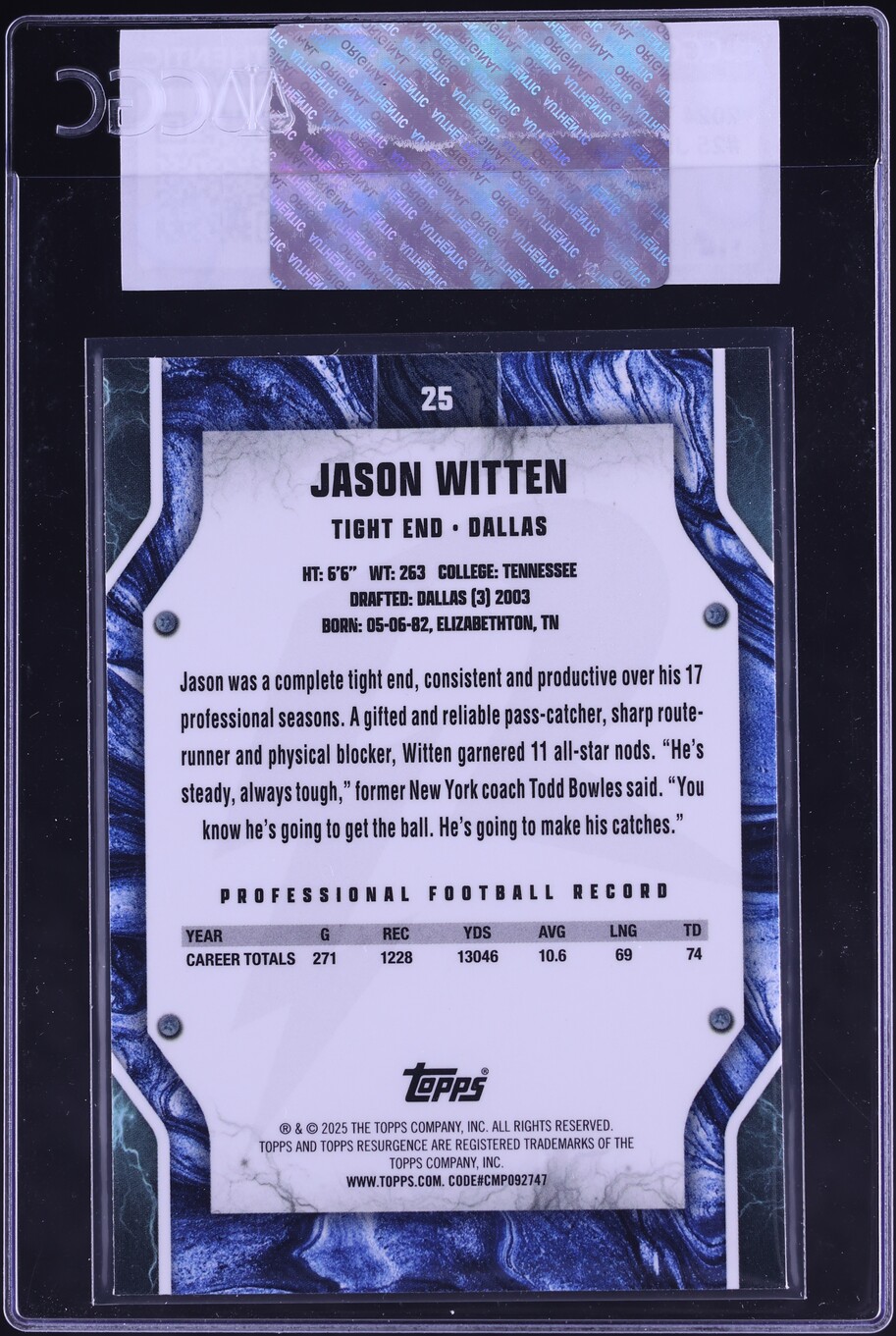 2024 Topps Resurgence Jason Witten #25 CGC AUTH