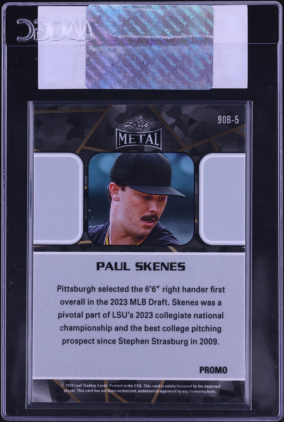 2024 Leaf Collective '90 Leaf Light Blue Shimmer Paul Skenes ROOKIE CGC AUTH