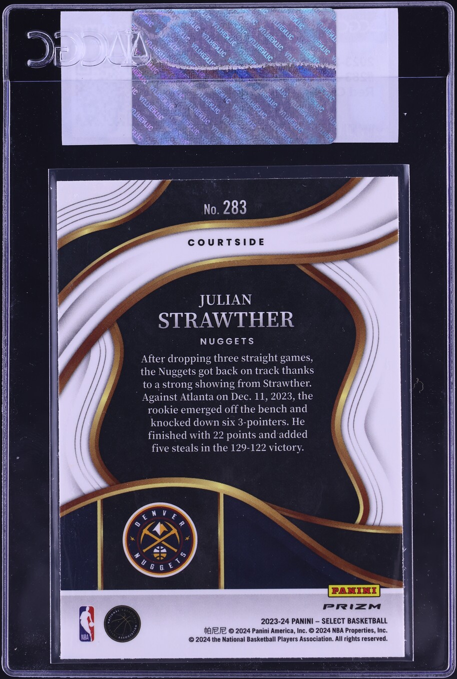 2023 Select Courtside Red Cracked Ice Julian Strawther ROOKIE #283 CGC AUTH