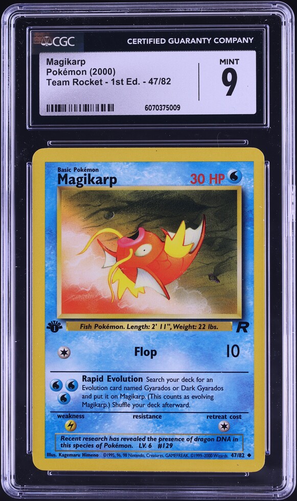 2000 Pokemon Team Rocket 1st Edition Magikarp #47 CGC 9 MINT