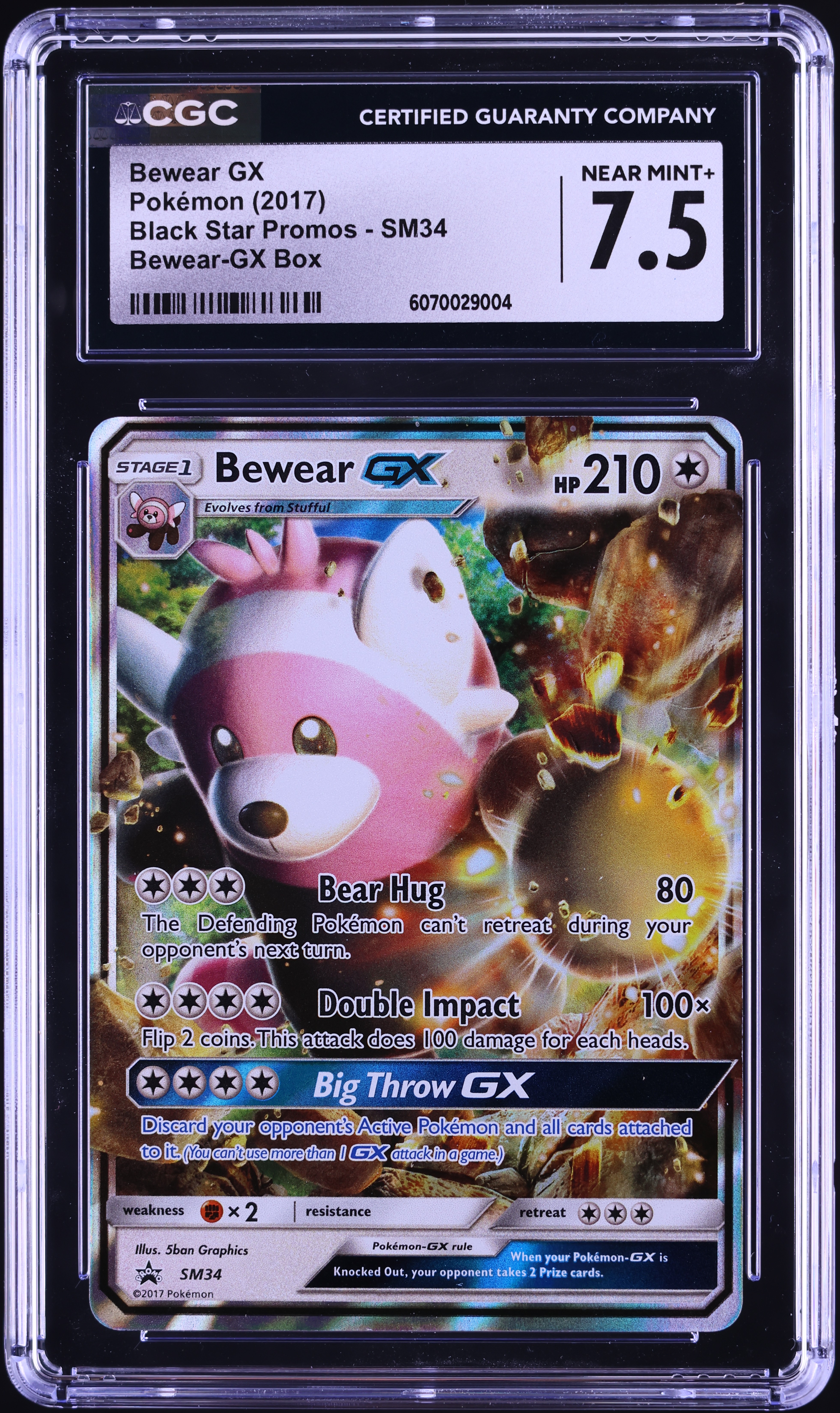 2017 Pokemon Sun & Moon Black Star Promo Bewear GX #SM34 CGC 7.5