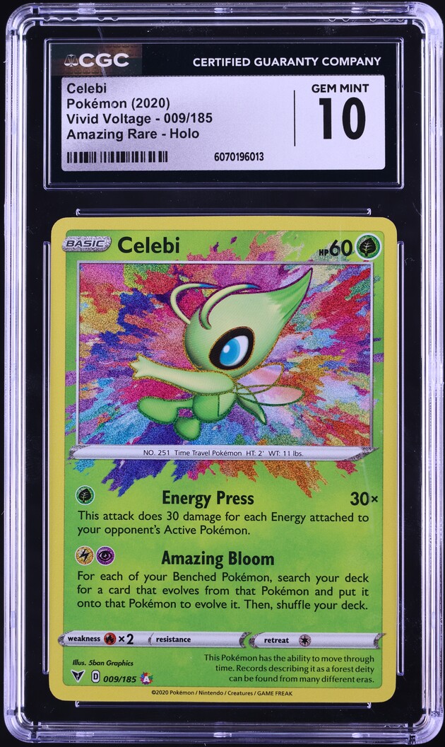 Pokemon 30th Anniversary Celebi 009/185 Amazing Rare Holo Foil Pokemon Card  - Vivid Voltage Set, Near Mint