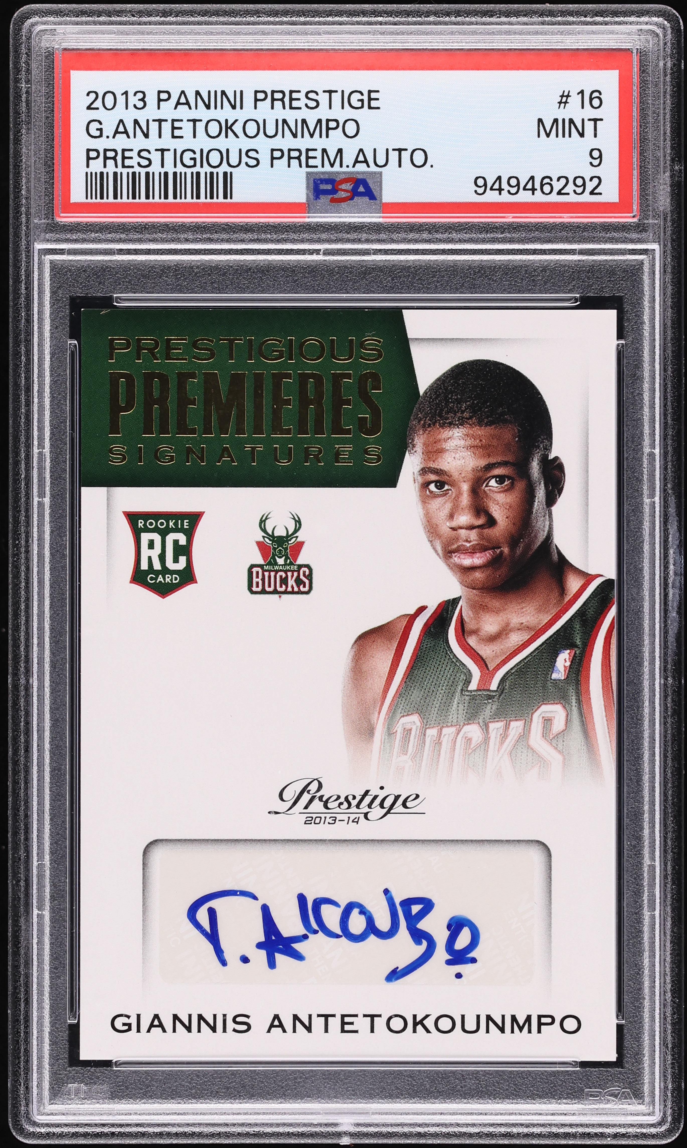 2013 Panini Prestige Prestigious Giannis Antetokounmpo ROOKIE AUTO