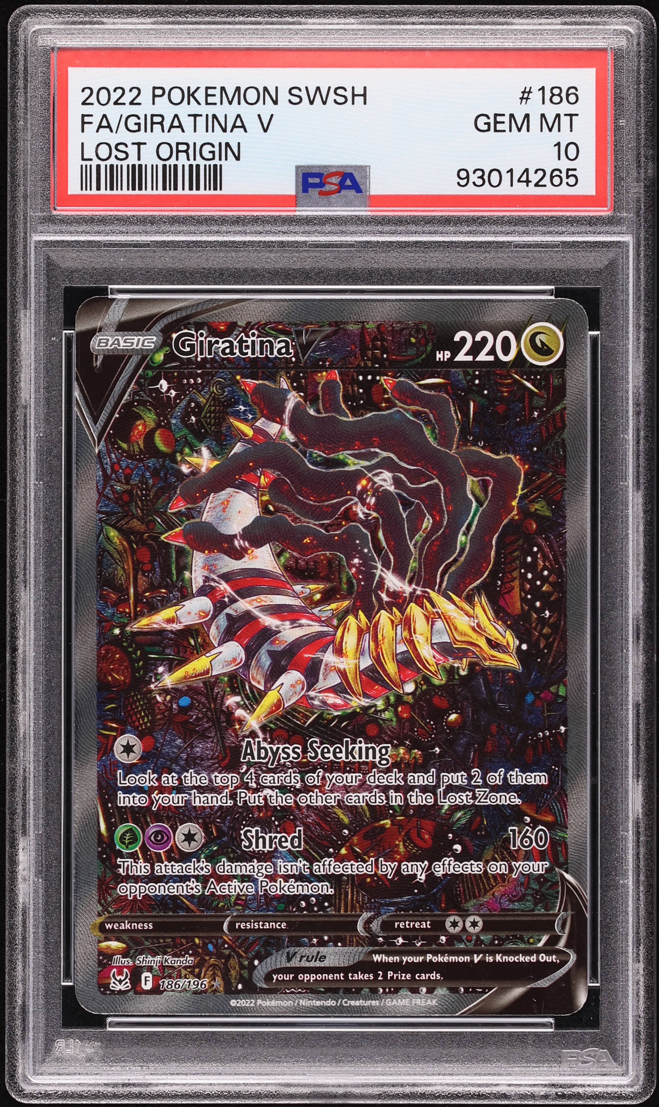 ギラティナV SA PSA10 GEM MINT Giratina V 2022 Pokemon Sword & Shield Lost Origin Full Art Giratina V #185