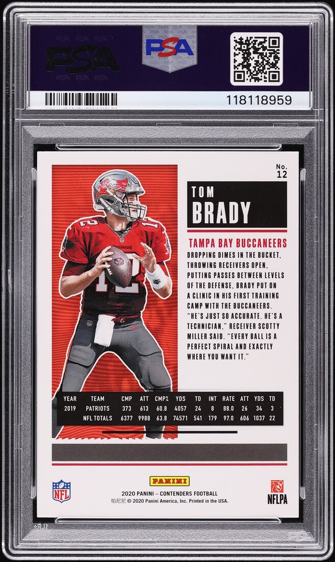 2020 Panini Contenders Tom Brady #12 PSA 8 NM-MT