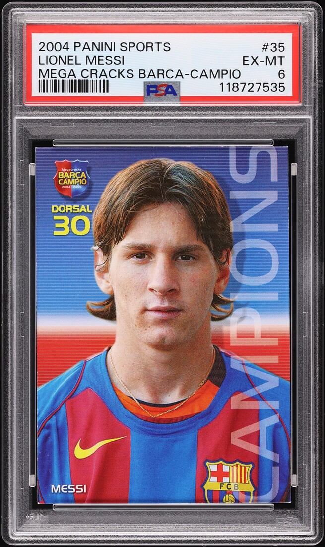 2004 Panini Sports Mega Cracks Barca Campio Lionel Messi ROOKIE #35 PSA 6 EXMT