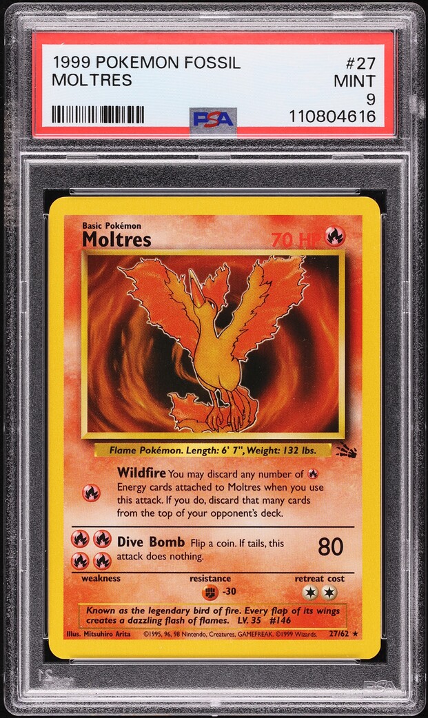 1999 Pokemon Fossil Moltres #27 PSA 9 MINT