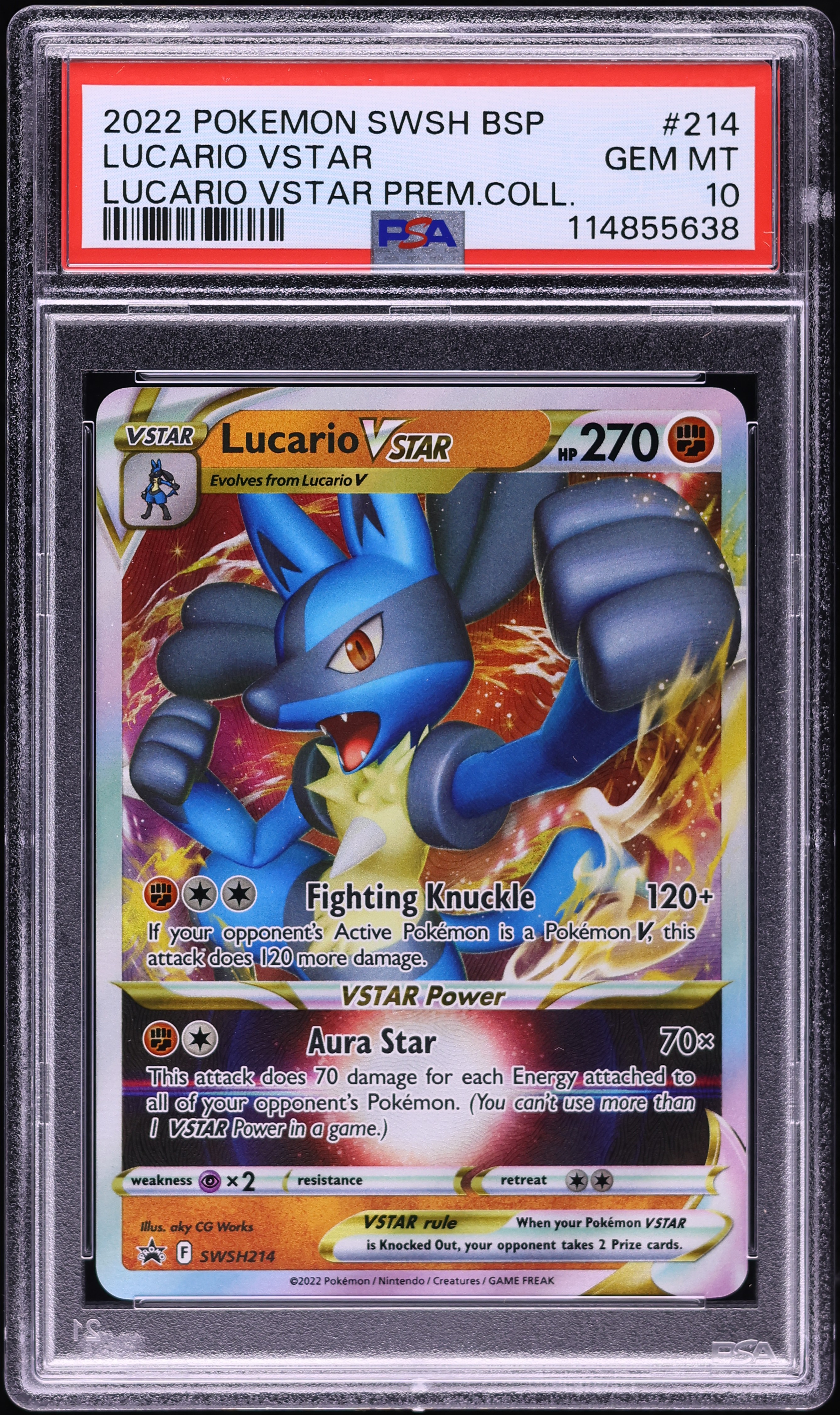 2022 Pokemon SWSH Black Star Promo Premium Lucario VSTAR #214 PSA