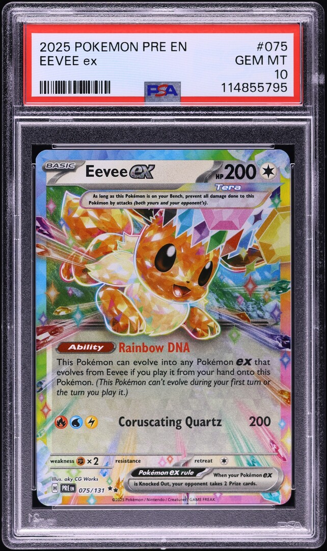 2025 Pokemon SV Prismatic Evolutions Holo Eevee ex #75 PSA 10 GEM