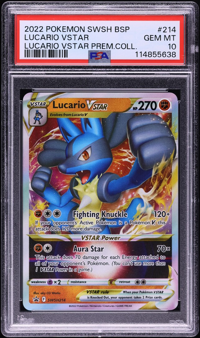 2022 Pokemon SWSH Black Star Promo Premium Lucario VSTAR #214 PSA
