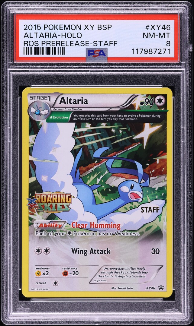 2015 Pokemon XY Promo Roaring Skies Prerelease Staff Holo Altaria #XY46 PSA 8