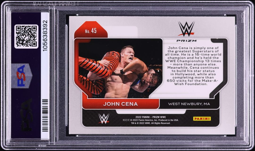 2022 Panini Prizm WWE Red White Blue John Cena #45 PSA 10 GEM MINT