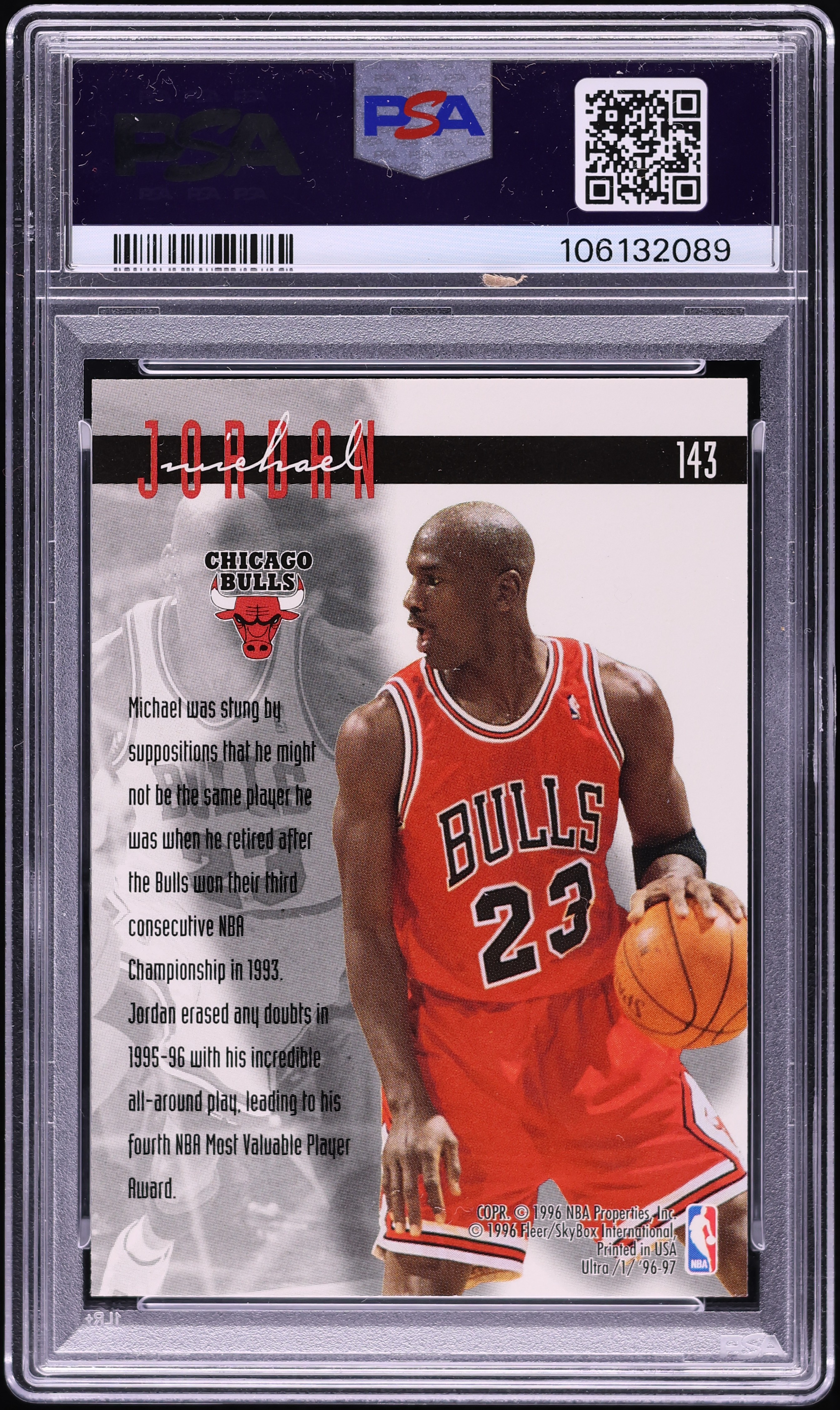 1996 ULTRA PLATINUM MEDALLION MICHAEL JORDAN #143
