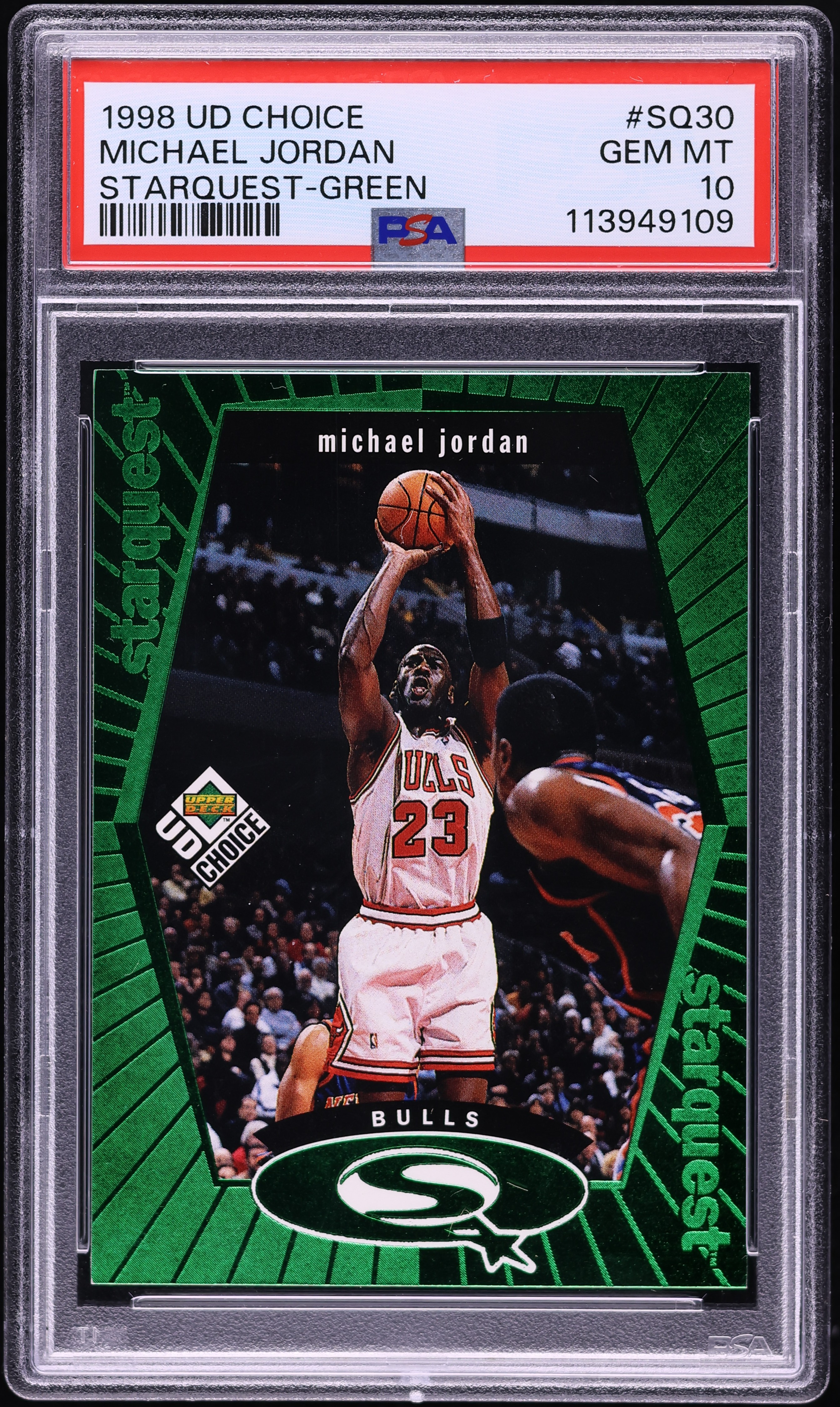 1998 Upper Deck Choice Starquest Green Michael Jordan #SQ30 PSA 10 
