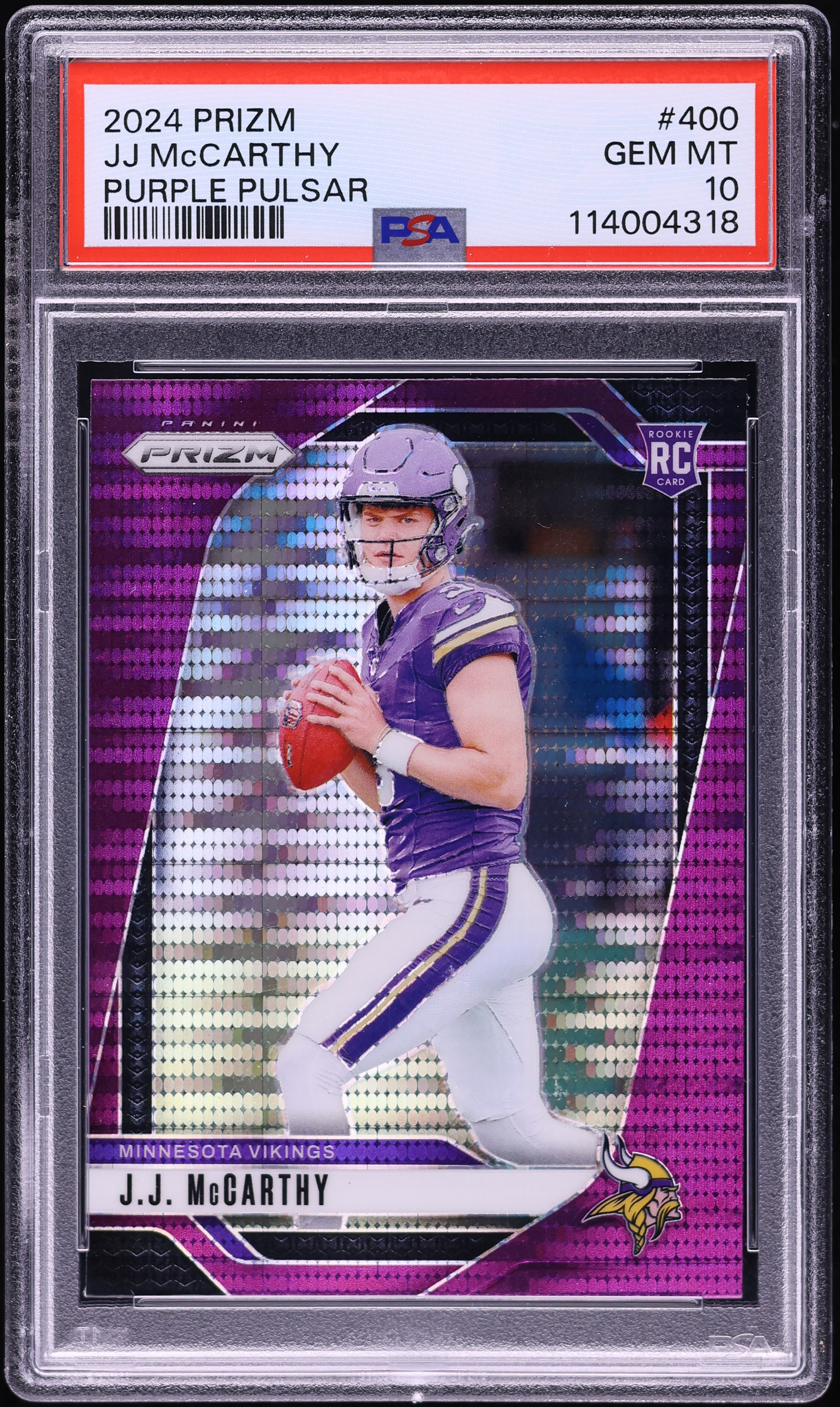 2024 Panini Prizm Purple Pulsar J.J. McCarthy ROOKIE #400 PSA 10