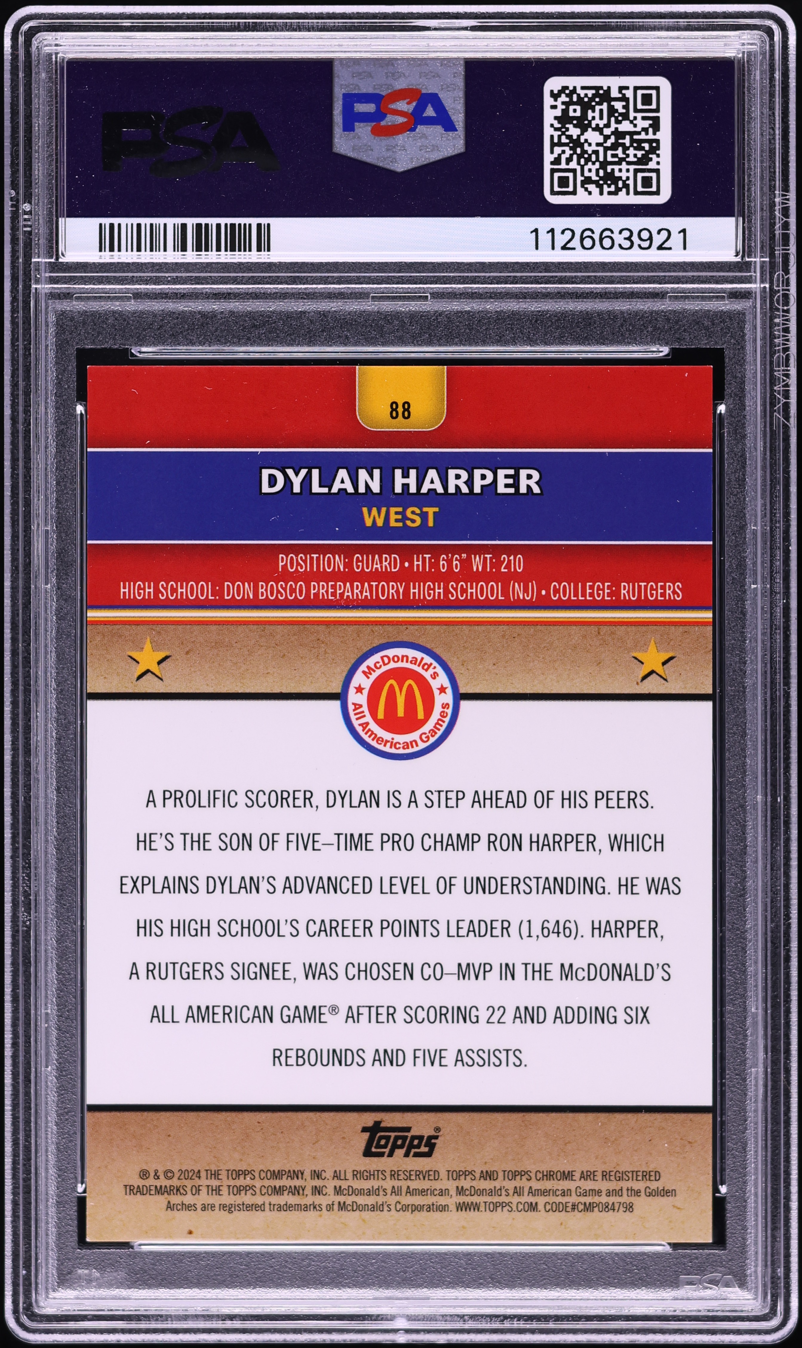 2024 Topps Chrome McDonald's A/A Tie-Dye Raywave Dylan Harper