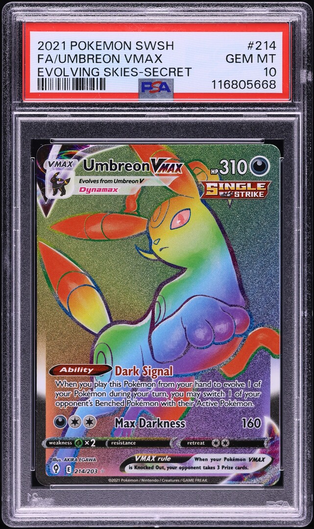2021 Pokemon Sword & Shield Evolving Skies Rainbow Rare Umbreon VMAX #214 PSA 10