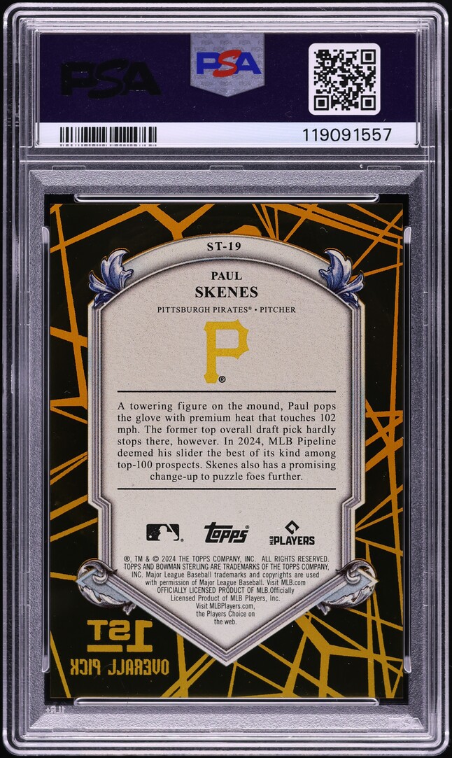 St19 Gold 2024 Bowman Sterling Tek Gold Ref Paul Skenes ROOKIE /50 #ST19 PSA 10 ...