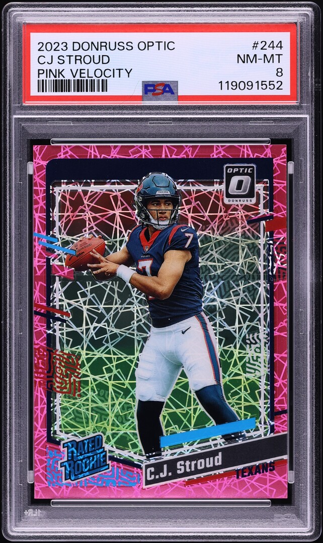 2023 Donruss Optic Pink Velocity C.J. Stroud ROOKIE /79 #244 PSA 8 NM-MT