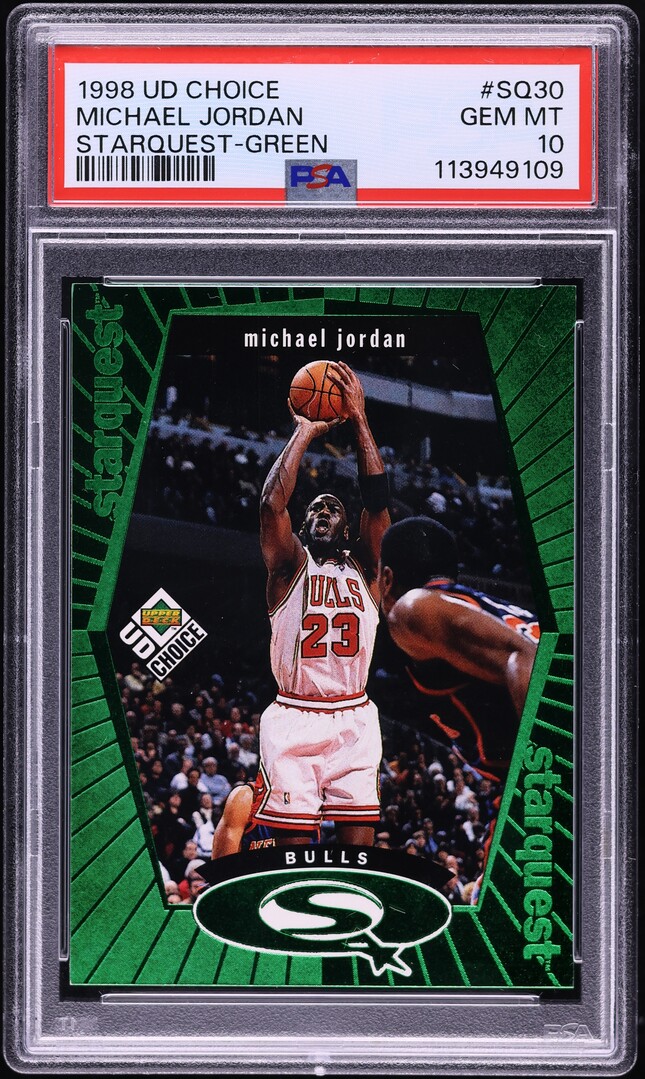 1998 Upper Deck Choice Starquest Green Michael Jordan #SQ30 PSA 10 GEM MINT